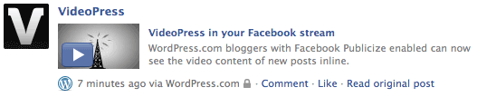 Facebook Publicize with VideoPress